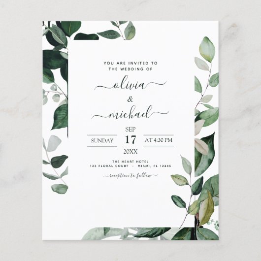 Begroting botanische groen olievlek flyer (Voorkant)