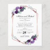 Begroting Botanische Paarse Floral Geometric Weddi (Voorkant)