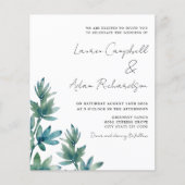 Begroting Botanische Waterverf Foliage Weddenschap (Voorkant)