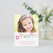 Begroting Bounce Kids Birthday Party Uitnodiging Briefkaart (Staand voorkant)