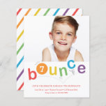 Begroting Bounce Kids Birthday Party Uitnodigingen<br><div class="desc">Een uitnodiging van een moderne verjaardagsfeestdag met kleurrijke stuittypografie en persoonlijke leeftijd en foto's. Klik uitgeven knoop om dit ontwerp aan te passen.</div>