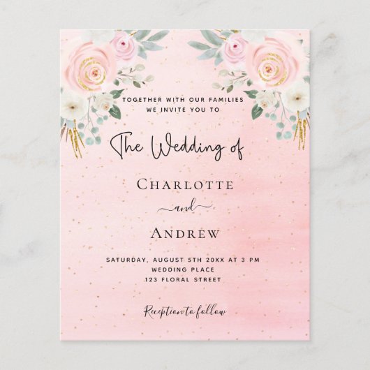 Begroting bruiloft bloesse roze sociale media (Voorkant)