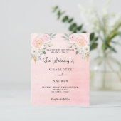 Begroting bruiloft donkerroze florale uitnodiging (Staand voorkant)