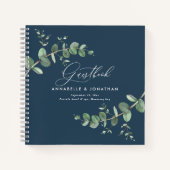 Begroting bruiloft eucalyptus rustige blauwe gaste notitieboek (Voorkant)