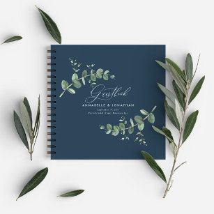 Begroting bruiloft eucalyptus rustige blauwe gaste notitieboek