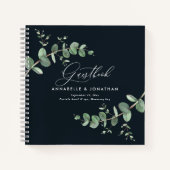 Begroting bruiloft eucalyptus rustige zwarte bezoe notitieboek (Voorkant)