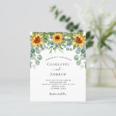 Begroting bruiloft zonnebloemen eucalyptus rode wi (Staand voorkant)