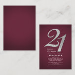 Begroting Burgundy 21st Birthday Modern Glitter Notitiekaartje<br><div class="desc">Creëer je eigen moderne Bourgogne 21ste verjaardag verrassing met je partijgegevens op de achtergrond van de Bourgogne en populaire lettertypen die je gemakkelijk kunt wijzigen door op de knop 'Personaliseren' te klikken</div>