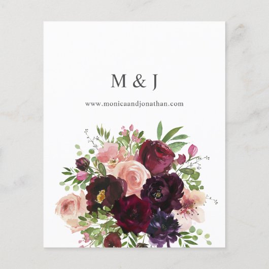 Begroting Burgundy & Blush Floral Weddenschap op w (Achterkant)