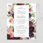 Begroting Burgundy & Blush Floral Weddenschap op w (Voorkant)