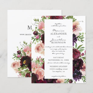 Begroting Burgundy & Blush Floral Weddenschap op w