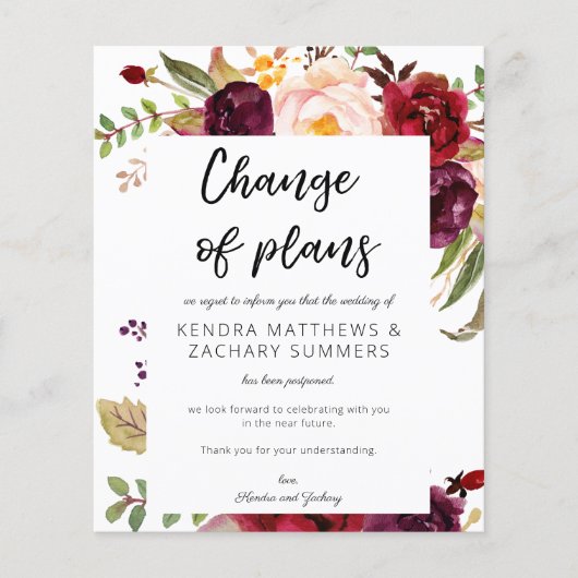 Begroting Burgundy Marasala WH Wijziging plannen Flyer (Voorkant)