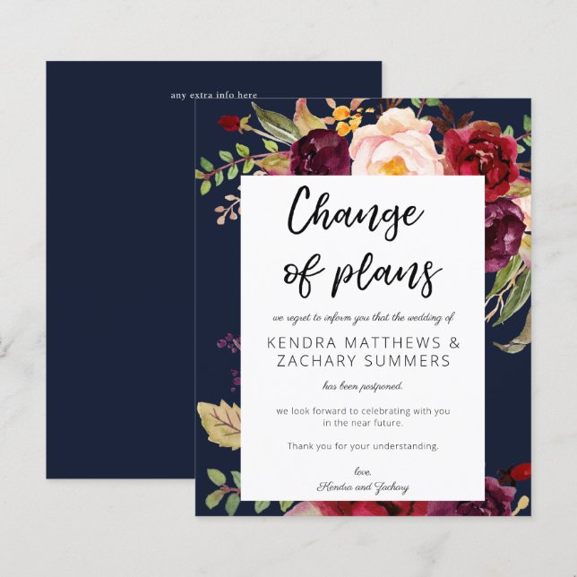 Begroting Burgundy Marsala Floral NVY Wijziging pl (Voorkant / Achterkant)