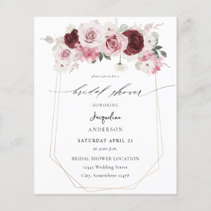 Begroting Burgundy & Pink Ele Floral Vrijgezellenf Flyer