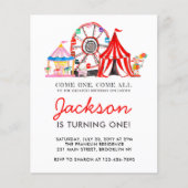 Begroting Carnival Circus Partij Birthday uitnodig (Voorkant)