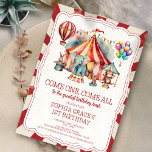 Begroting Carnival Circus Show & Dieren Birthday Kaart<br><div class="desc">Het Carnival Circus Show & de Aannodiging van de Dagen van de Begroting gaat omhoog en wordt klaar voor een spectaculaire viering! Deze witte en kleurrijke uitnodiging bevat een speelse circusthema, compleet met schattige ballon, grote bovenste tenten en carnavalelementen. Deze budgetkeuze zorgt ervoor dat uw gasten onder de indruk zullen...</div>