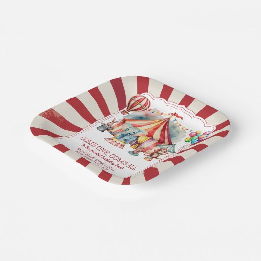 Begroting Carnival Circus Show & Dieren Birthday Papieren Bordje (Gebogen)