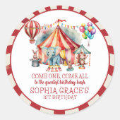 Begroting Carnival Circus Show & Dieren Birthday Ronde Sticker (Voorkant)