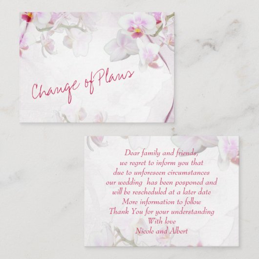 Begroting. Chic en floral. Veranderen van bruiloft Notitiekaartje (Voorkant / Achterkant)