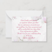 Begroting. Chic en floral. Veranderen van bruiloft Notitiekaartje (Achterkant)