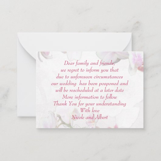 Begroting. Chic en floral. Veranderen van bruiloft Notitiekaartje (Achterkant)