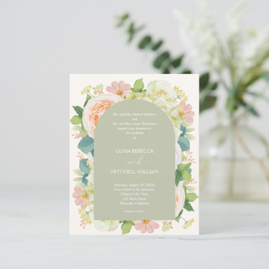 Begroting Chic Florals Wedding All-in-One uitnodig (Staand voorkant)