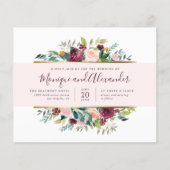 Begroting Chic roze Stripe Waterverf Floral Weddin (Voorkant)