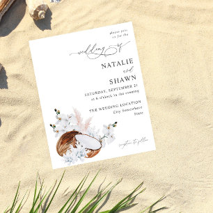Begroting Coconut Coral & White Floral Wedding Flyer