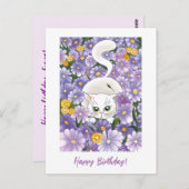 Begroting Curieuze kat  geboortedag Kaart (Voorkant / Achterkant)