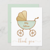 Begroting Dank u Baby shower Mint Green Carriage (Voorkant / Achterkant)