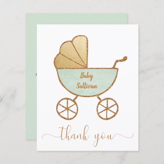 Begroting Dank u Baby shower Mint Green Carriage (Voorkant / Achterkant)