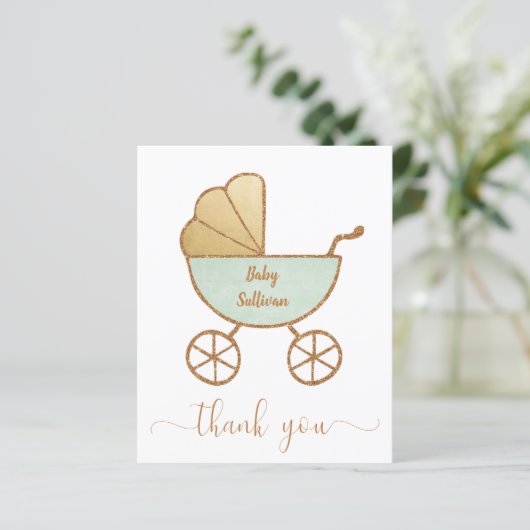 Begroting Dank u Baby shower Mint Green Carriage (Staand voorkant)