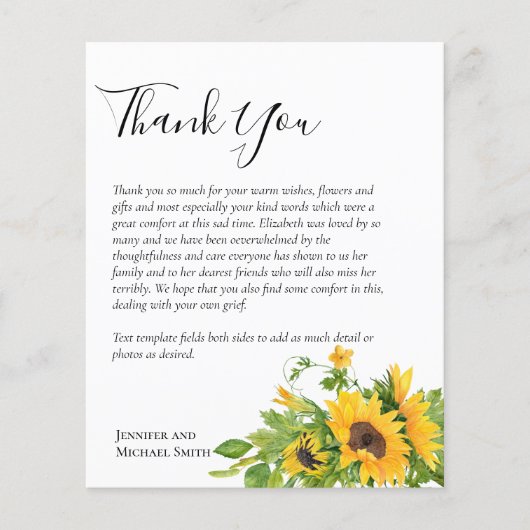 BEGROTING Dank u begrafenis Memorial Kaart Sjabloo (Voorkant)