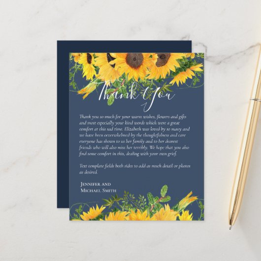 BEGROTING Dank u begrafenis Memorial Kaart Sjabloo (Voorkant / Achterkant in situ)