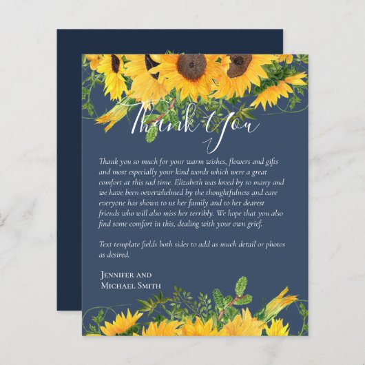 BEGROTING Dank u begrafenis Memorial Kaart Sjabloo (Voorkant / Achterkant)