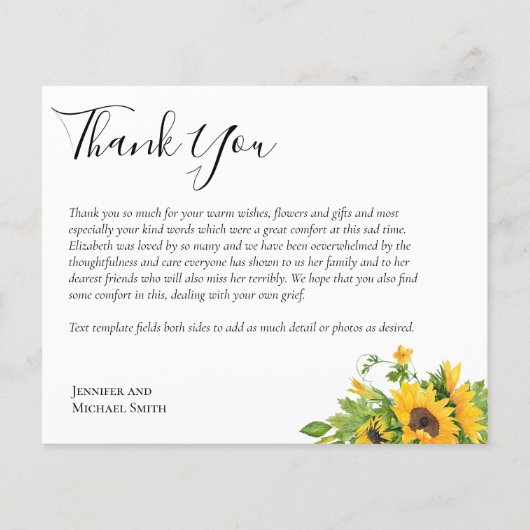 BEGROTING Dank u begrafenis Memorial Kaart Sjabloo (Voorkant)