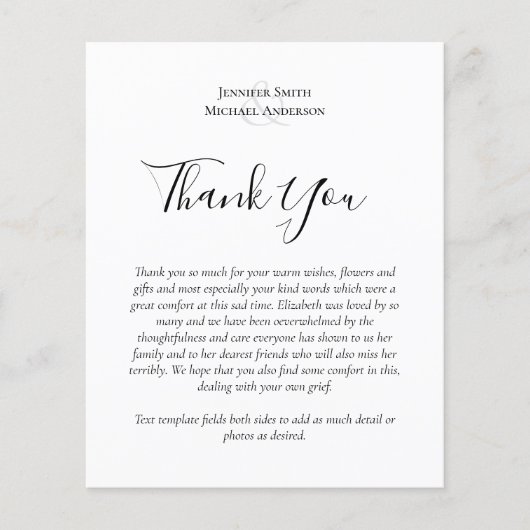 BEGROTING Dank u begrafenis Memorial Kaart Sjabloo (Voorkant)