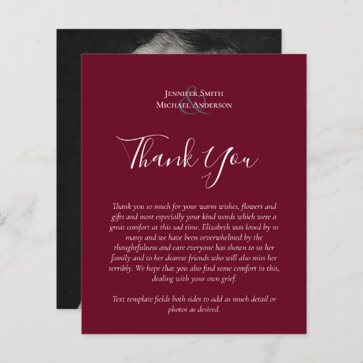 BEGROTING Dank u begrafenis Memorial Kaart Sjabloo (Voorkant / Achterkant)