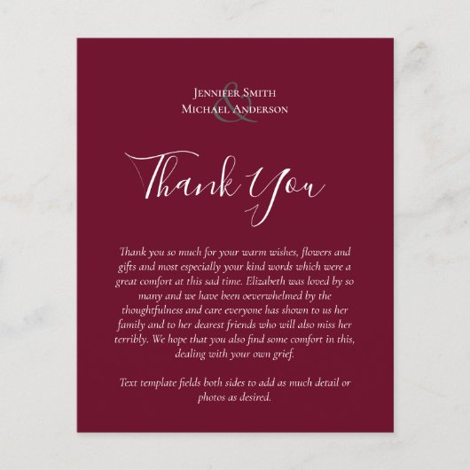 BEGROTING Dank u begrafenis Memorial Kaart Sjabloo (Voorkant)