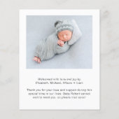 Begroting Dank u Foto geboorteaankondiging (Achterkant)