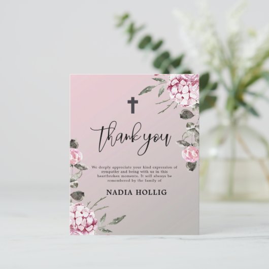 Begroting Dank u Funeral Cross Memorial Kaart (Staand voorkant)