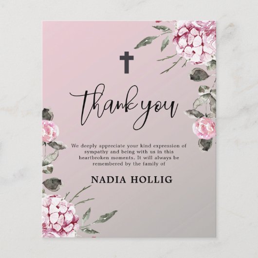 Begroting Dank u Funeral Cross Memorial Kaart (Voorkant)