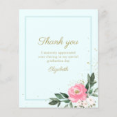 Begroting Dank u Kaart Blauwgroen Floral Afstudeer (Achterkant)