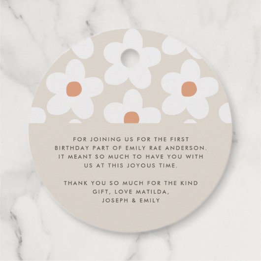 Begroting Dank u voor uw verjaardag, daisy terraco Bedankjes Labels (Achterkant)