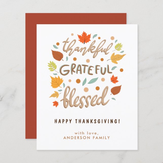 Begroting - dankbare vrijgezeten Thanksgiving (Voorkant / Achterkant)