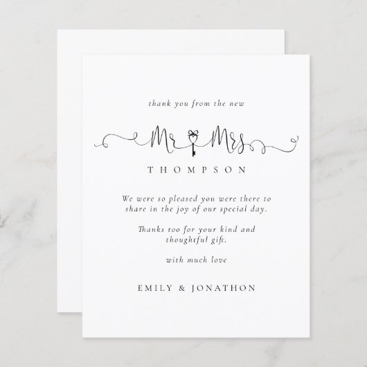Begroting de heer Mrs Key Script Wedding Bedankt (Voorkant / Achterkant)