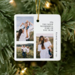 Begroting De mooiste tijd voor kerstmis multi-foto Keramisch Ornament<br><div class="desc">Moderne,  grafische minimale kerst multi foto vakantie ontwerp. Grafisch modern 3 fotoontwerp met de meeste prachtige tijd van het jaar</div>