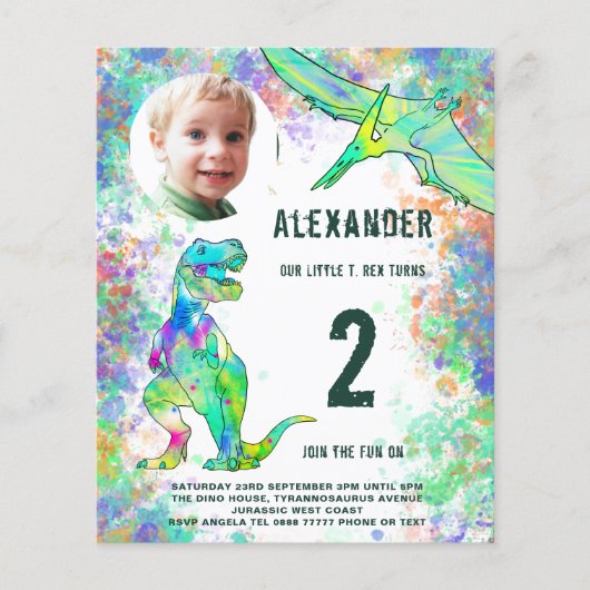 Begroting Dinosaur Birthday Party Flyer (Voorkant)