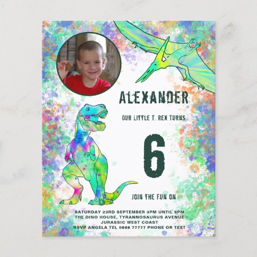 Begroting Dinosaur Birthday Party Flyer (Voorkant)