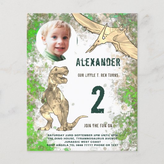 Begroting Dinosaur Birthday Party Flyer (Voorkant)